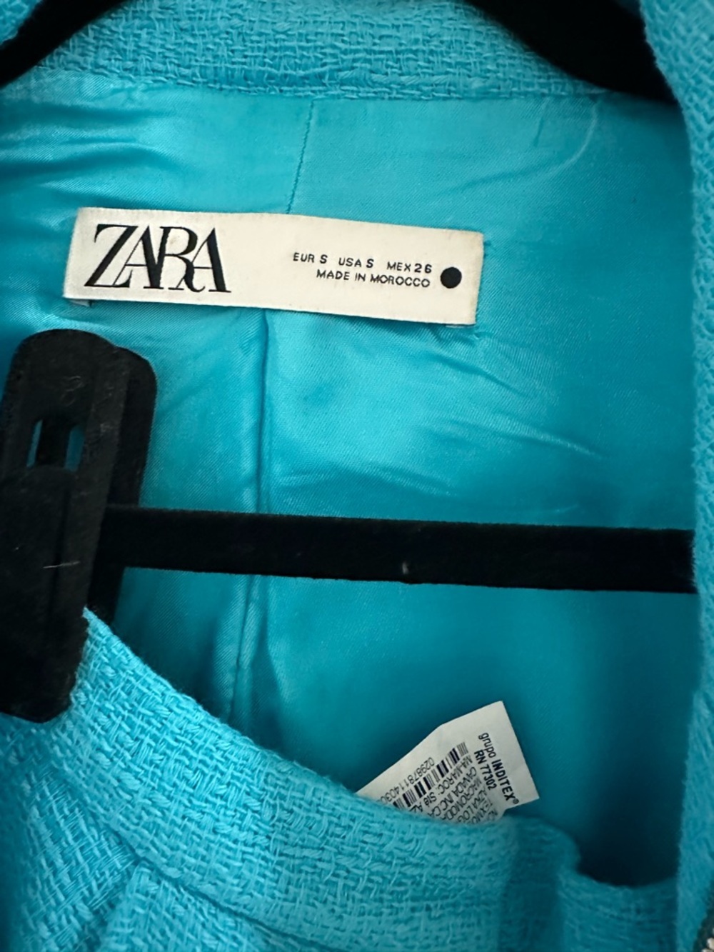 Zara Cropped Turquoise Bouclé Jacket - Picture 4 of 4